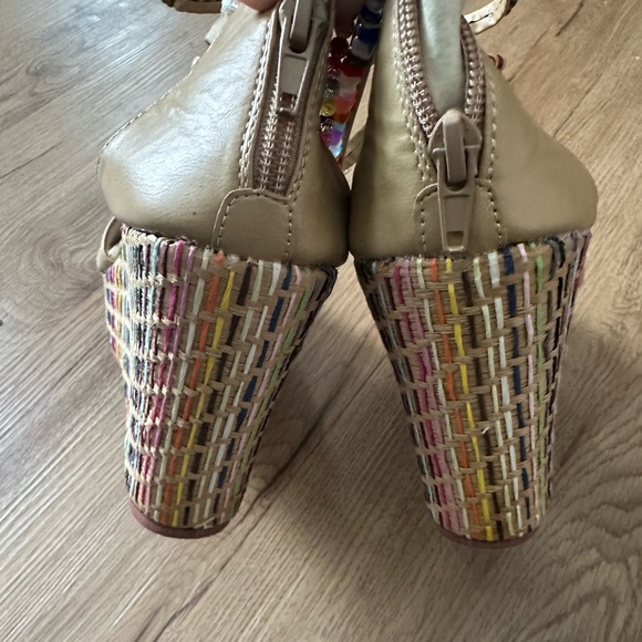 Cute wedge beaded colorful threaded pattern shoes - Picture 6 of 16
